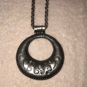 Cool Long engraved metal necklace
